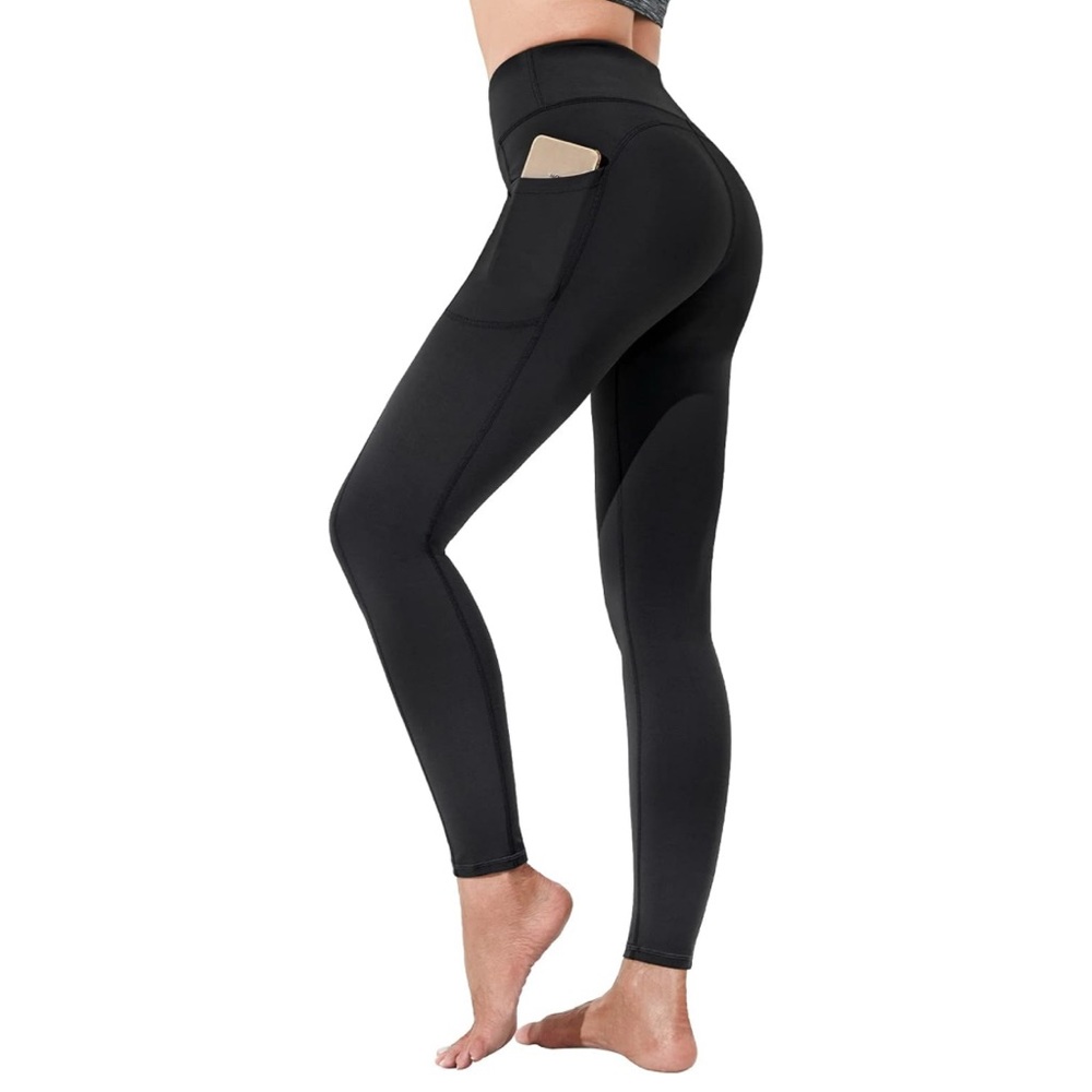 High-Waisted, Tummy Comtrol Black Leggings with Pockets